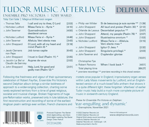 Ensemble Pro Victoria, Toby Ward (2) : Tudor Music Aferlives (CD)