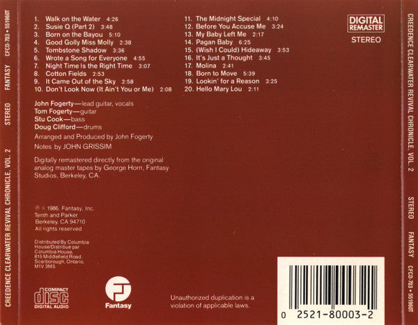 Creedence Clearwater Revival : Chronicle Volume Two (CD, Comp, Club, RE, RM)