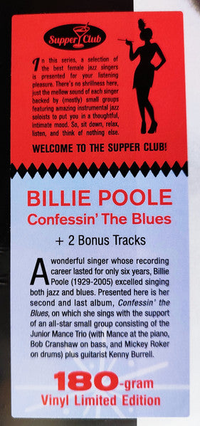 Billie Poole With Junior Mance Trio And Kenny Burrell : Confessin' The Blues (LP, Album, Num, RE)