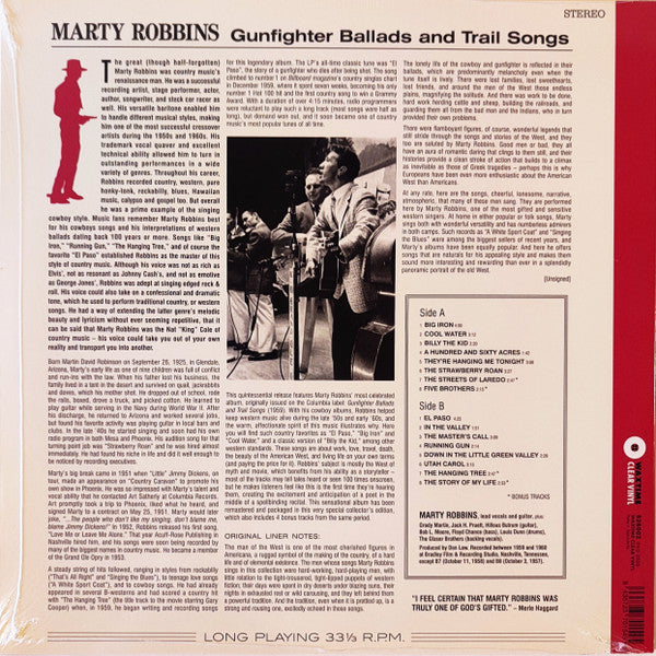 Marty Robbins : Gunfighter Ballads And Trail Songs (LP, Ltd, RE, Cle)