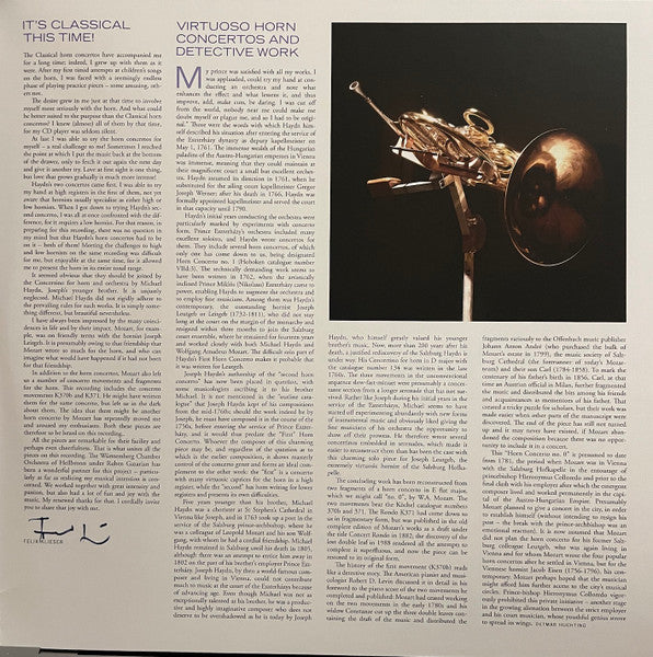 Joseph Haydn, Michael Haydn, Wolfgang Amadeus Mozart, Württembergisches Kammerorchester, Ruben Gazarian, Felix Klieser : Horn Concertos (2xLP, Gat)