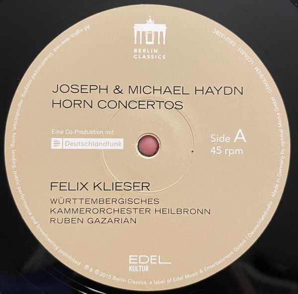 Joseph Haydn, Michael Haydn, Wolfgang Amadeus Mozart, Württembergisches Kammerorchester, Ruben Gazarian, Felix Klieser : Horn Concertos (2xLP, Gat)