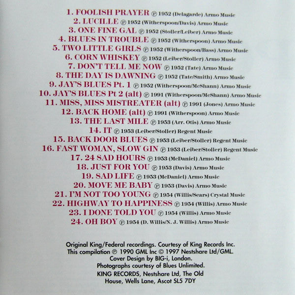 Jimmy Witherspoon : Jay's Blues (The Complete Federal Sessions) (CD, Comp)