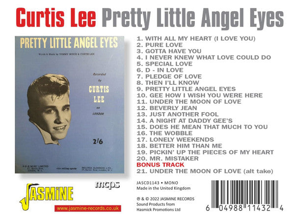 Curtis Lee : Pretty Little Angel Eyes (CD, Comp, Mono)