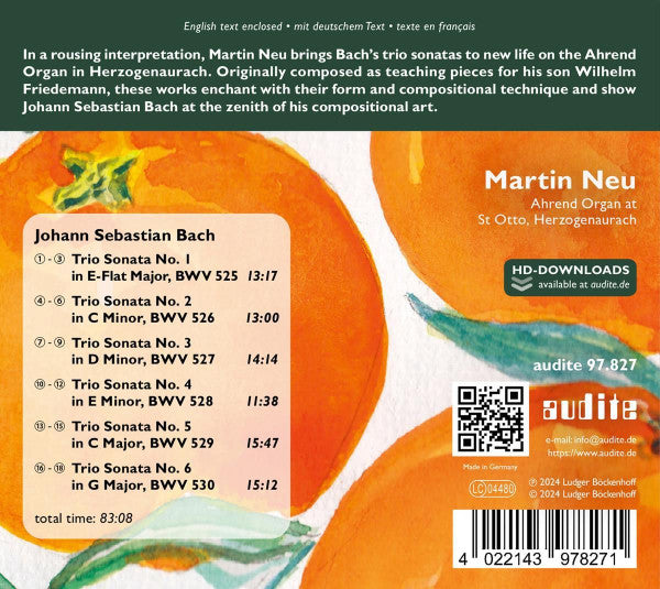 Johann Sebastian Bach, Martin Neu : Trio Sonatas (SACD, Hybrid, Multichannel)
