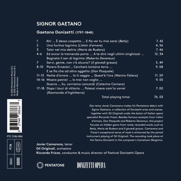 Javier Camarena, Gli Originali, Riccardo Frizza : Signor Gaetano (CD)