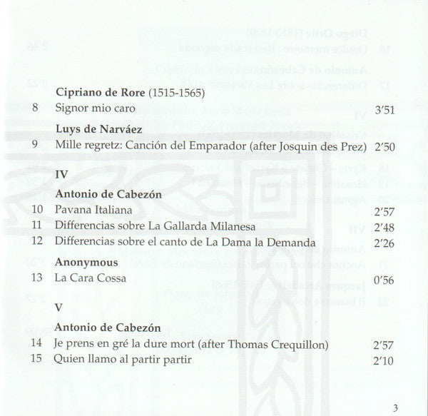 Antonio de Cabezón, Capriccio Stravagante, Skip Sempé : Canto A Mi Caballero (CD, Album, RM)