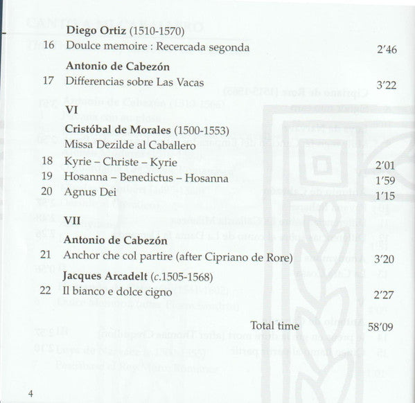 Antonio de Cabezón, Capriccio Stravagante, Skip Sempé : Canto A Mi Caballero (CD, Album, RM)