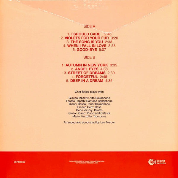 Chet Baker Sings And Plays With Len Mercer And His Orchestra : Angel Eyes (LP, Album, Ltd, Red)