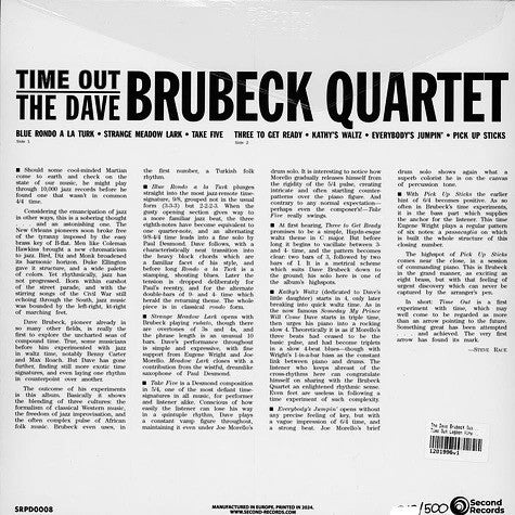 The Dave Brubeck Quartet : Time Out (LP, Album, Ltd, Lag)