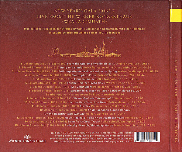 Strauss Festival Orchestra : New Years Gala 2016/2017 (CD, Comp)