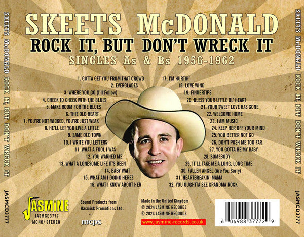 Skeets Mcdonald : Rock It, But Don’t Wreck It – Singles As And Bs 1956-1962 (CD)