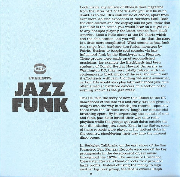 Various : BGP Presents Jazz Funk (CD, Comp)