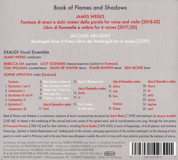 Exaudi, James Weeks (2) - Jacques Arcadelt : Book of Flames and Shadows (CD, Album)