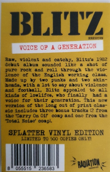 Blitz (3) : Voice Of A Generation (LP, Album, Amb, Ltd, RE, Whi)