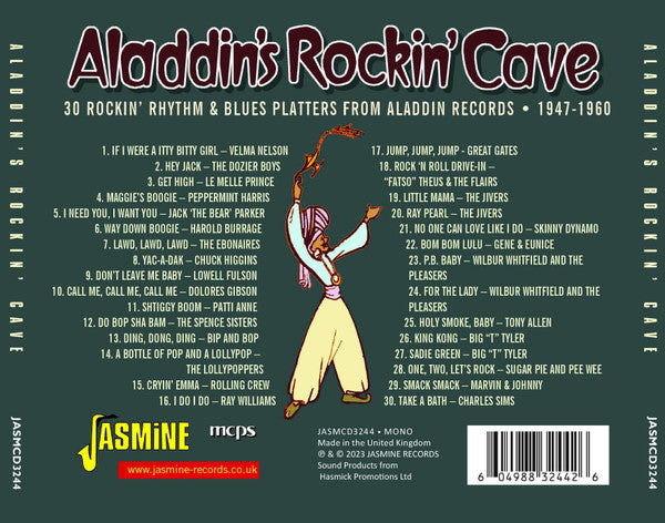 Various : Aladdin’s Rockin’ Cave – 30 Rockin’ Rhythm And Blues Platters From Aladdin Records – 1947-1960 (CD, Comp, Mono)