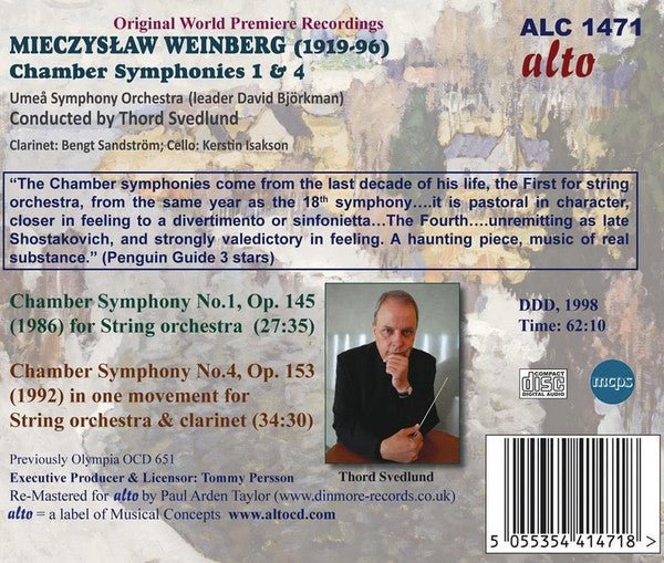 Mieczysław Weinberg, Umeå Symphony Orchestra, Thord Svedlund : Chamber Symphonies 1 & 4 (CD, RE)