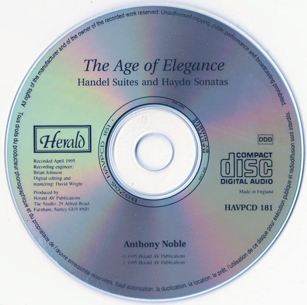 Georg Friedrich Händel / Joseph Haydn Played By Anthony Noble : The Age Of Elegance (Suites And Sonatas Played On a Kirckman Harpsichord Of 1769) (CD)