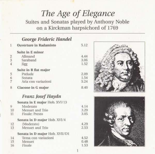 Georg Friedrich Händel / Joseph Haydn Played By Anthony Noble : The Age Of Elegance (Suites And Sonatas Played On a Kirckman Harpsichord Of 1769) (CD)