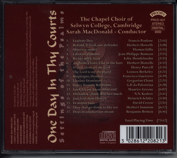 Sarah MacDonald (3) : One Day In Thy Courts - Settings Of The Psalms (CD)