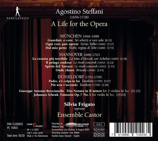 Agostino Steffani, Silvia Frigato, Ensemble Castor : A Life For The Opera - München, Hannover & Düsseldorf (CD, Album)