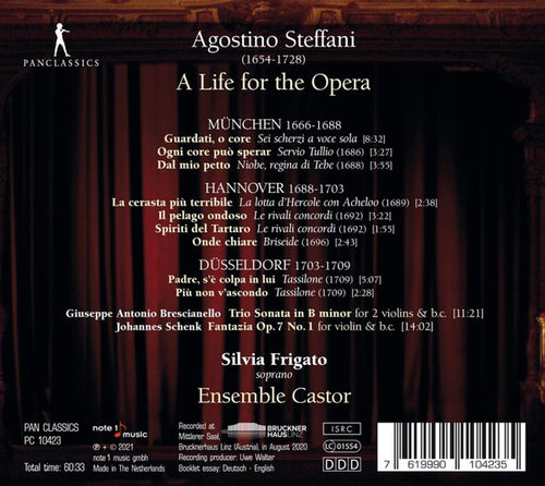 Agostino Steffani, Silvia Frigato, Ensemble Castor : A Life For The Opera - München, Hannover & Düsseldorf (CD, Album)