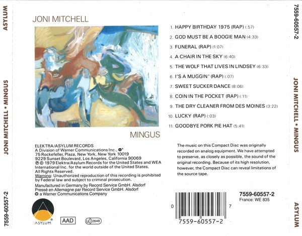 Joni Mitchell : Mingus (CD, Album, RE)