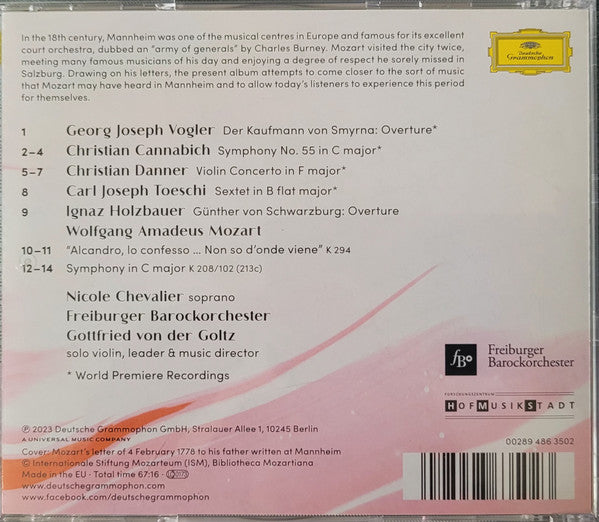 Christian Cannabich • Wolfgang Amadeus Mozart • Georg Joseph Vogler, Freiburger Barockorchester, Gottfried Von Der Goltz : Mozart's Mannheim (CD, Album)