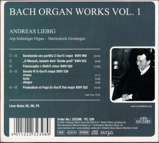 Johann Sebastian Bach, Andreas Liebig : Organ Works Vol. 1 (CD)