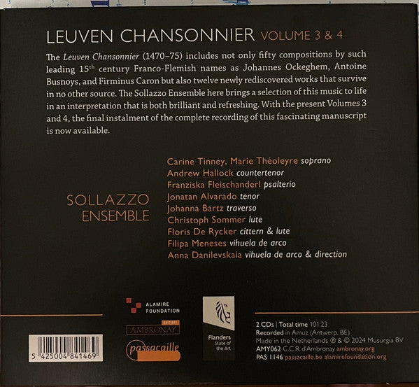 Sollazzo Ensemble : Leuven Chansonnier Vol. 3 & 4, Le Cueur Vous Demeure (2xCD, Album)