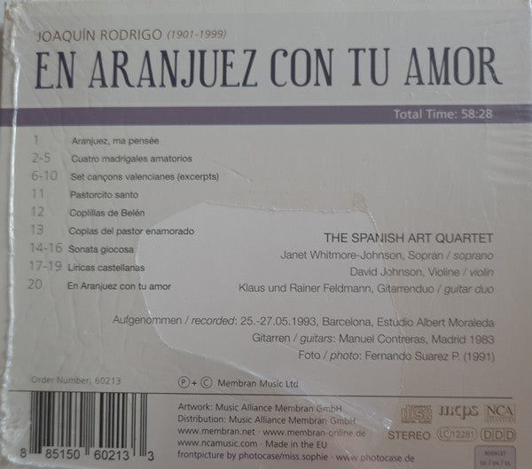 The Spanish Art Quartet, Joaquín Rodrigo : En Aranjuez Con Tu Amor (CD)