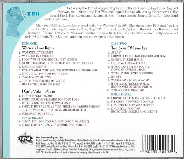 Laura Lee : Women's Love Rights + I Can't Make It Alone + Two Sides Of Laura Lee ... Plus (2xCD, Comp)