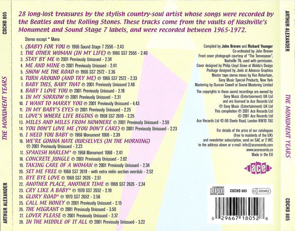 Arthur Alexander : The Monument Years (CD, Comp, RE, Sou)