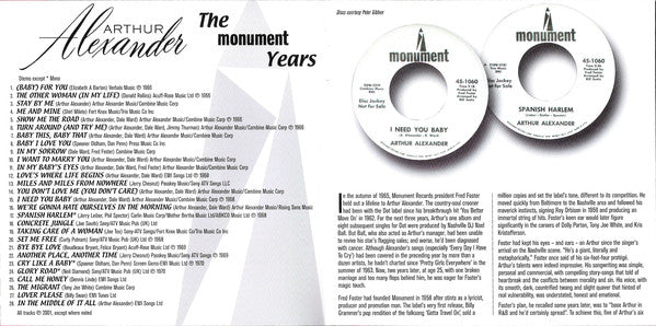 Arthur Alexander : The Monument Years (CD, Comp, RE, Sou)
