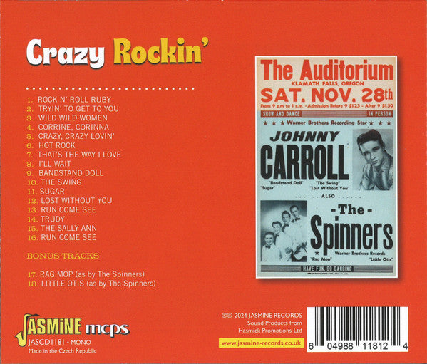Johnny Carroll & His Hot Rocks : Crazy Rockin': The Singles (1956-1962) (CD, Comp)