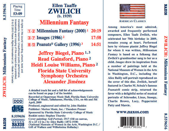 Ellen Taaffe Zwilich, Jeffrey Biegel, Read Gainsford, Heidi Louise Williams, Florida State University Symphony Orchestra, Alexander Jiménez : Millennium Fantasy / Images / Peanuts® Gallery (CD, Album)
