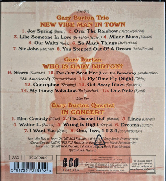 Gary Burton : New Vibe Man In Town / Who Is Gary Burton? / In Concert (CD, Album, Comp, RE, RM + CD, Album, RE, RM + Comp)