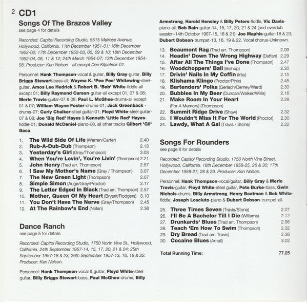 Hank Thompson and His Brazos Valley Boys : Five Classic Albums (2xCD, Comp, RM)