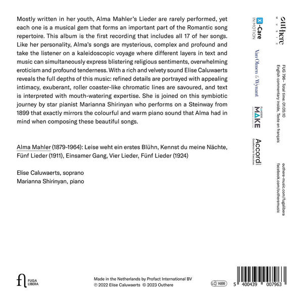 Elise Caluwaerts, Marianna Shirinyan : Alma - Meine Seele. Complete Songs Of Alma Mahler (CD)