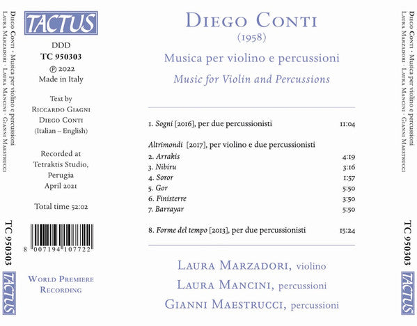 Diego Conti, Laura Marzadori, Gianni Maestrucci, Laura Mancini (2) : Musica Per Violino E Percussioni (CD)