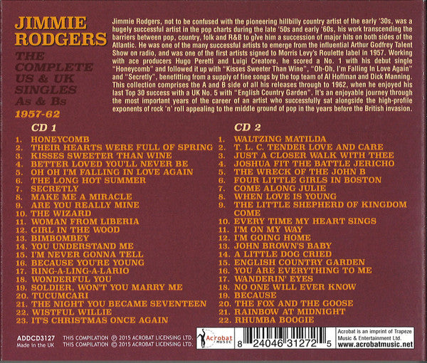 Jimmie Rodgers (2) : The Complete U.S. & U.K. Singles A's & B's (1957-1962) (CD, Comp)