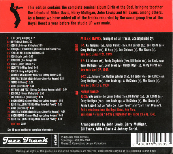 Miles Davis : Birth Of The Cool (CD, Album, Comp, RE, Dig)