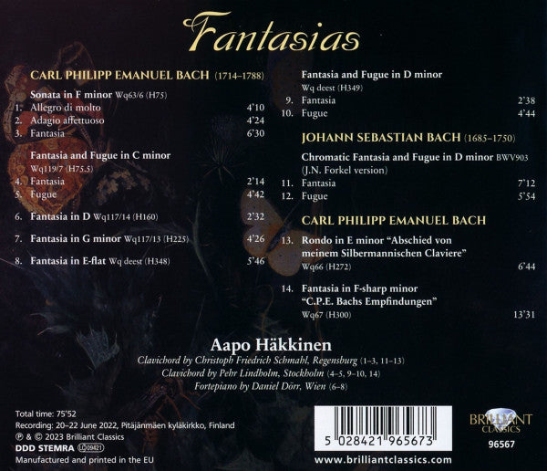 Carl Philipp Emanuel Bach, Aapo Häkkinen : Fantasias (CD)