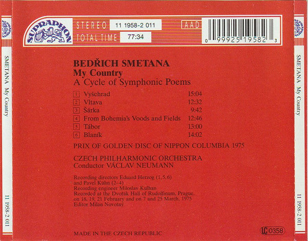 Bedřich Smetana, The Czech Philharmonic Orchestra, Václav Neumann : My Country (CD, Album)