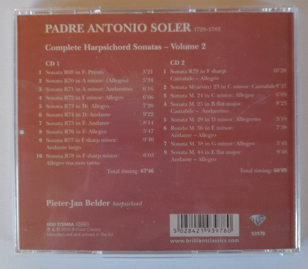 Pieter-Jan Belder : Soler: Harpsichord Sonatas - volume 2 (2xCD, Album)