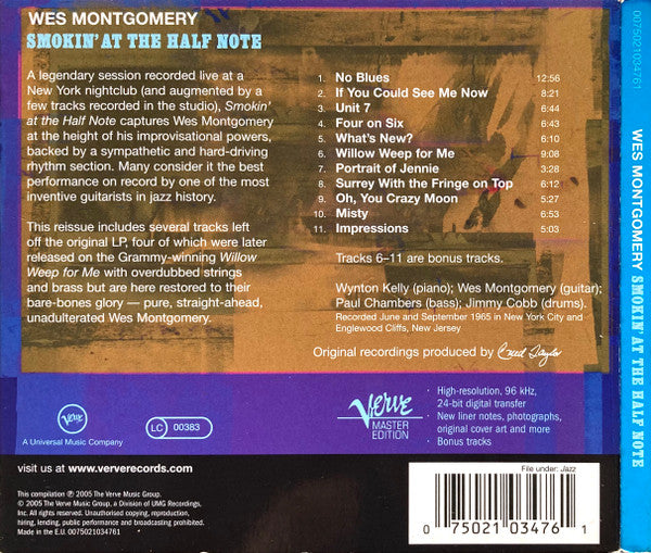 Wynton Kelly Trio / Wes Montgomery : Smokin' At The Half Note (CD, Album, RE, RM, Dig)