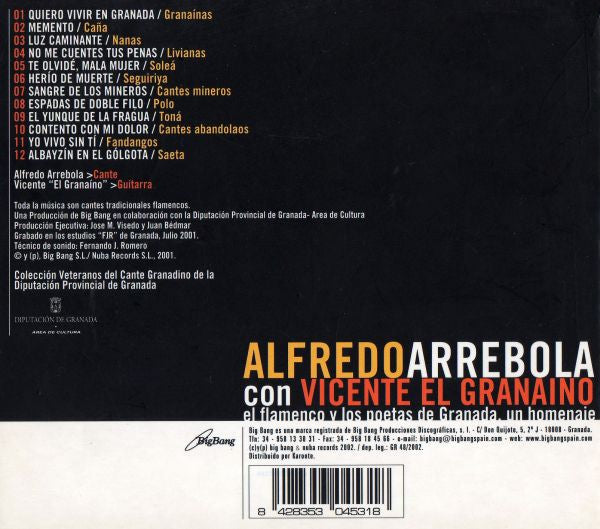 Alfredo Arrebola Con Vicente "El Granaíno" : El Flamenco Y Los Poetas De Granada. Un Homenaje (CD, Album, Dig)