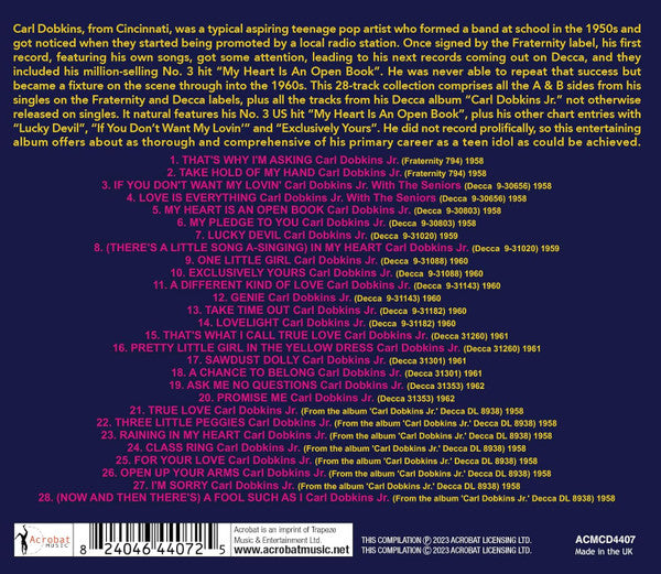 Carl Dobkins Jr. : The Complete Releases 1958-62 (CDr, Comp)