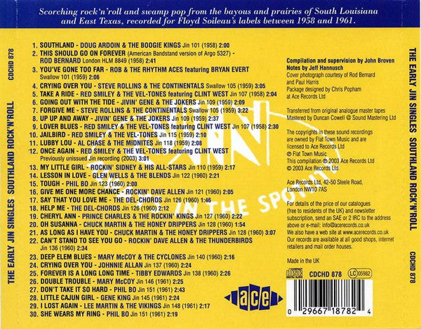 Various : The Early Jin Singles: Southland Rock'N'Roll (CD, Comp)