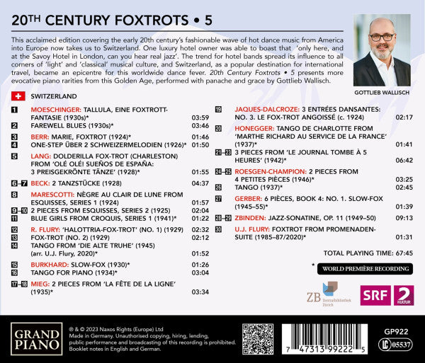 Gottlieb Wallisch : 20th Century Foxtrots: 5 (CD)